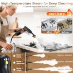 2500W Handheld Steam Cleaner, 3-Level Adjustable Steam Cleaner for Home with 21 Accessories, Multipurpose Portable Steamer Cleaning for Car,Floor,Furniture,Tile,Grout,Couch,Fast Heat-Up (Green)