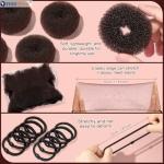 YINGFENG 134 Pcs Brown Hair Bun Maker Kit for Kids Small - 4 Hair Donuts for Buns, 20 Hair Nets for Buns, 100 U Shaped Bobby Pins, 10 Hair Bands, for Girls, Ballet Dance, Hair Accessories for Women