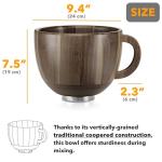 SpaceAid Wooden Bowl with Handle, Kitchen Space Aid Acacia Wood Mixing Bowls Holder for Stand Mixer, Compatible with 4.5 & 5 QT Tilt-Head Models Kitchen, Light Wood