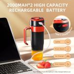 Personal Blender for Shakes and Smoothies with 6 Blades, 21oz(600ml) Personal Size Juicer USB-C Rechargeable with Straw Brush&Lid, for Home, Gym, Travel, Kitchen (Black)