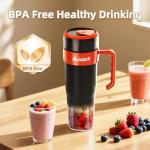 Personal Blender for Shakes and Smoothies with 6 Blades, 21oz(600ml) Personal Size Juicer USB-C Rechargeable with Straw Brush&Lid, for Home, Gym, Travel, Kitchen (Black)