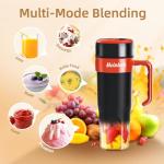 Personal Blender for Shakes and Smoothies with 6 Blades, 21oz(600ml) Personal Size Juicer USB-C Rechargeable with Straw Brush&Lid, for Home, Gym, Travel, Kitchen (Black)