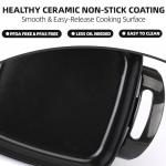 I-Keukenn 12" Ceramic Nonstick Electric Skillet with Tempered Vented Glass Lid, Scratch-Resistant Surface, Cool-Touch Handles, Removable Easy-to-Clean Design, 1200W, Sleek Black