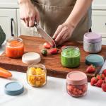 NETANY 6-pack 8oz Glass jars with Airtight Lids, Overnight Oats Containers with Lids, Wide mouth Mason Salad jars, Glass Food Storage Containers for Snacks Yogurt Spice Sugar