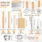 Tioncy 13 Pcs Pasta Making Tool Include Stainless Steel Pasta Drying Rack Gnocchi Board with Roller Ravioli Rolling Pin Pasta Tong Dough Scraper Ravioli Stamp Empanadas Press Mold Maker for Kitchen
