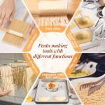 Tioncy 13 Pcs Pasta Making Tool Include Stainless Steel Pasta Drying Rack Gnocchi Board with Roller Ravioli Rolling Pin Pasta Tong Dough Scraper Ravioli Stamp Empanadas Press Mold Maker for Kitchen