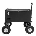 VINGLI 80 Quart Wagon Rolling Cooler Ice Chest, w/Long Handle and 10" Wheels, Portable Beach Patio Party Bar Cold Drink Beverage, Outdoor Park Cart on Wheels (Black-Wagon)