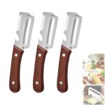 3PCS Multifunctional Vegetable Peeler, 3 in 1 kitchen gadgets, With wooden handle & bottle opener and grater, for potatoes garlic sugarcane carrots and other vegetables or fruits