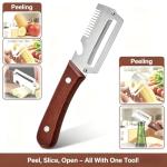 3PCS Multifunctional Vegetable Peeler, 3 in 1 kitchen gadgets, With wooden handle & bottle opener and grater, for potatoes garlic sugarcane carrots and other vegetables or fruits