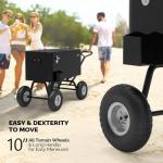 VINGLI 80 Quart Wagon Rolling Cooler Ice Chest, w/Long Handle and 10" Wheels, Portable Beach Patio Party Bar Cold Drink Beverage, Outdoor Park Cart on Wheels (Black-Wagon)