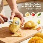 3PCS Multifunctional Vegetable Peeler, 3 in 1 kitchen gadgets, With wooden handle & bottle opener and grater, for potatoes garlic sugarcane carrots and other vegetables or fruits