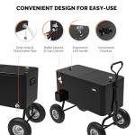 VINGLI 80 Quart Wagon Rolling Cooler Ice Chest, w/Long Handle and 10" Wheels, Portable Beach Patio Party Bar Cold Drink Beverage, Outdoor Park Cart on Wheels (Black-Wagon)