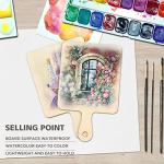 Oomcu 12 PCS Wooden Mini Cutting Board with Handle,Rectangle Unfinished Wood Craft Paddle Serving Tray Chopping Board Cutout for DIY Thanksgiving Christmas Home Kitchen Fruit Decor (9.1 x 5.5 Inch)