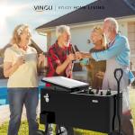VINGLI 80 Quart Wagon Rolling Cooler Ice Chest, w/Long Handle and 10" Wheels, Portable Beach Patio Party Bar Cold Drink Beverage, Outdoor Park Cart on Wheels (Black-Wagon)