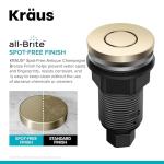KRAUS Flat-Top Garbage Disposal Air Switch Button in Spot-Free Antique Champagne Bronze, KWDB-20SFACB