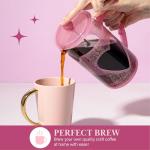 Paris Hilton 8-Cup French Press Coffee Maker, Durable Borosilicate Glass with Stainless Steel Filter, Heat-Resistant Design for Daily Use, 34-Ounce, Pink