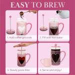 Paris Hilton 8-Cup French Press Coffee Maker, Durable Borosilicate Glass with Stainless Steel Filter, Heat-Resistant Design for Daily Use, 34-Ounce, Pink