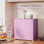 HOMCOM Mini Freezer Countertop, 1.1 Cu.Ft Compact Upright Freezer with Removable Shelves, Reversible Door for Home, Dorm, Apartment and Office, Pink