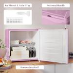 HOMCOM Mini Freezer Countertop, 1.1 Cu.Ft Compact Upright Freezer with Removable Shelves, Reversible Door for Home, Dorm, Apartment and Office, Pink