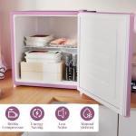 HOMCOM Mini Freezer Countertop, 1.1 Cu.Ft Compact Upright Freezer with Removable Shelves, Reversible Door for Home, Dorm, Apartment and Office, Pink