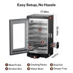 EAST OAK 30" Electric Smoker for Outdoors | Built-in Meat Probe Up to 6× Longer Smokes on a Single Load | Side Chip Loader for Smoking | Bigger Batches with 725 sq in Cooking Area, Mist Silver