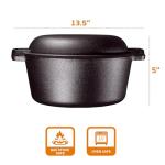 Bruntmor 2-in-1 Pre-Seasoned Cast Iron Dutch Oven