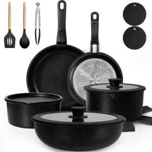 KIKCOIN 20-Piece Non-Stick Cookware Set