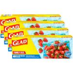 Glad Gallon Zipper Freezer Storage Bags, 4 Pack