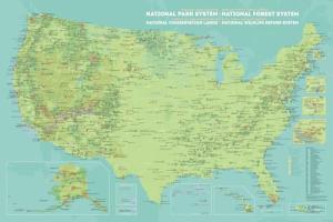 Federal Lands Map Poster - National Parks & Forests