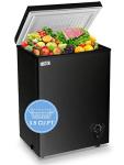 Compact 3.5 Cu.Ft Black Chest Freezer with Basket