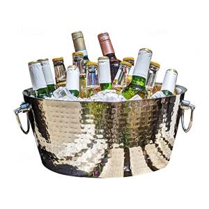 Hammered Stainless Steel Beverage Tub and Ice Bucket