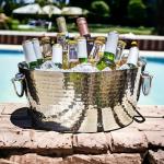 Hammered Stainless Steel Beverage Tub and Ice Bucket