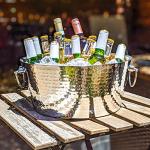 Hammered Stainless Steel Beverage Tub and Ice Bucket
