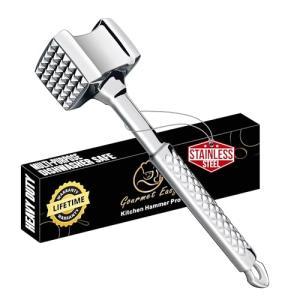 Stainless Steel Meat Tenderizer with Non-Slip Grip