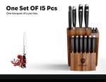 15-Piece Chef Knife Set with Block and Sharpener
