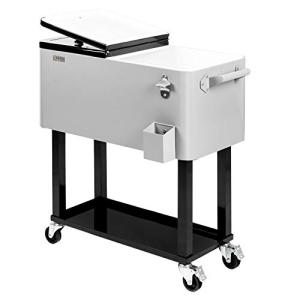 VINGLI 80 Quart Portable Rolling Ice Cooler Cart