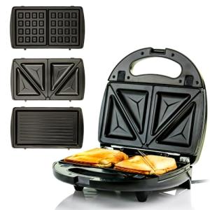 OVENTE 3-in-1 Sandwich Maker, Grill, Waffle Iron
