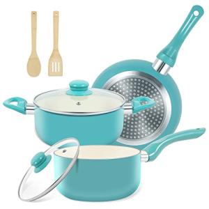 M MELENTA 7-Piece Nonstick Ceramic Cookware Set