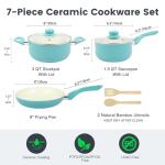 M MELENTA 7-Piece Nonstick Ceramic Cookware Set