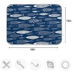 Navy Blue Fish Design Absorbent Dish Drying Mat