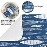 Navy Blue Fish Design Absorbent Dish Drying Mat
