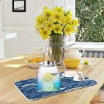 Navy Blue Fish Design Absorbent Dish Drying Mat