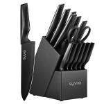 15-Piece Stainless Steel Knife Set with Block