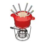 Cuisinart 13-Piece Red Cast Iron Fondue Set