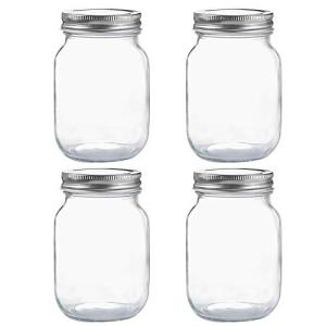 16 oz Mason Jars with Metal Lids - 4 Pack