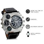 Lancardo Steampunk Dual Time Zone Big Face Watch