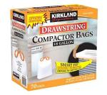 Kirkland 18 Gallon Drawstring Compactor Bags, 70 ct