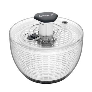 One-Handed Salad Spinner with Brake Button - Black