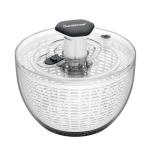 One-Handed Salad Spinner with Brake Button - Black