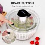 One-Handed Salad Spinner with Brake Button - Black